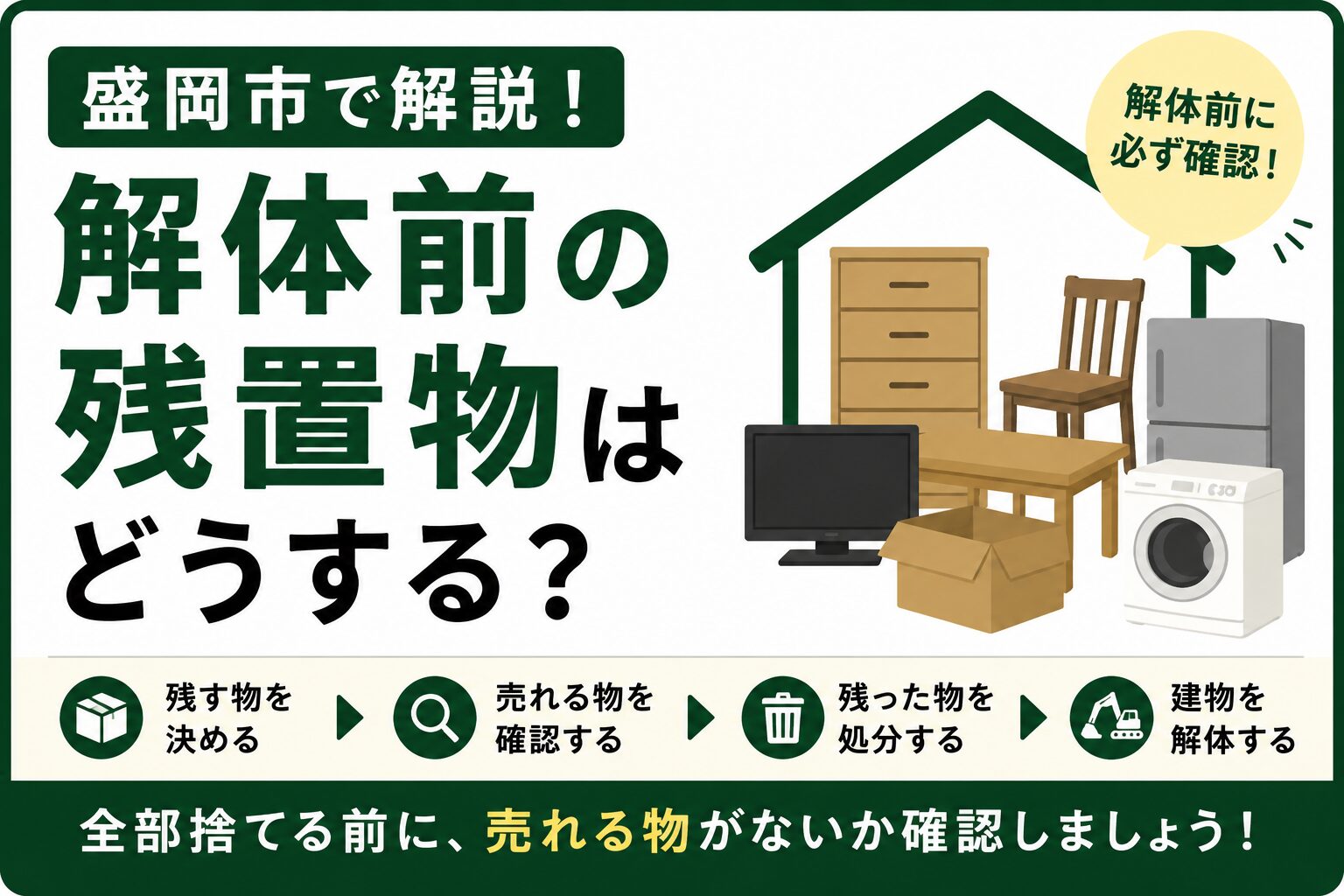 解体前の残置物はどうする？｜盛岡市で空き家・実家を解体する前に知っておきたい処分の順番